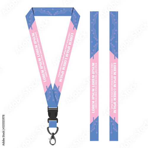 Blue Pink Technology Lanyard Template