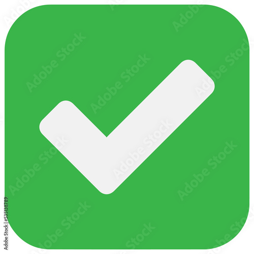 Simple check icon on green box PNG image.