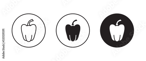 paprika, bell pepper vegetables icons,editable stroke, flat design style isolated on white linear pictogram, button, vector, sign, symbol, logo, illustration
