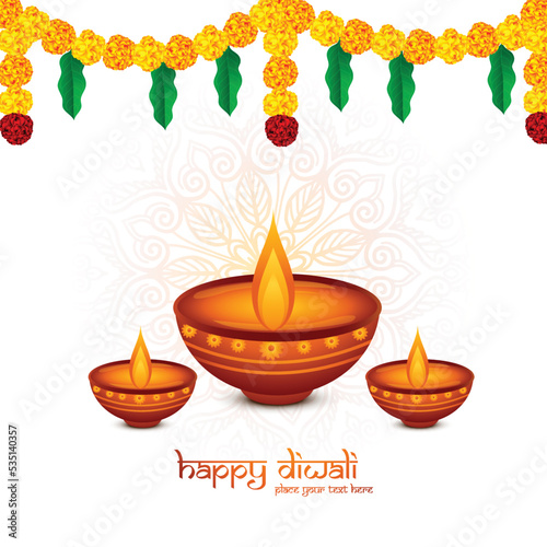 Indian religious festival diwali background with lamps