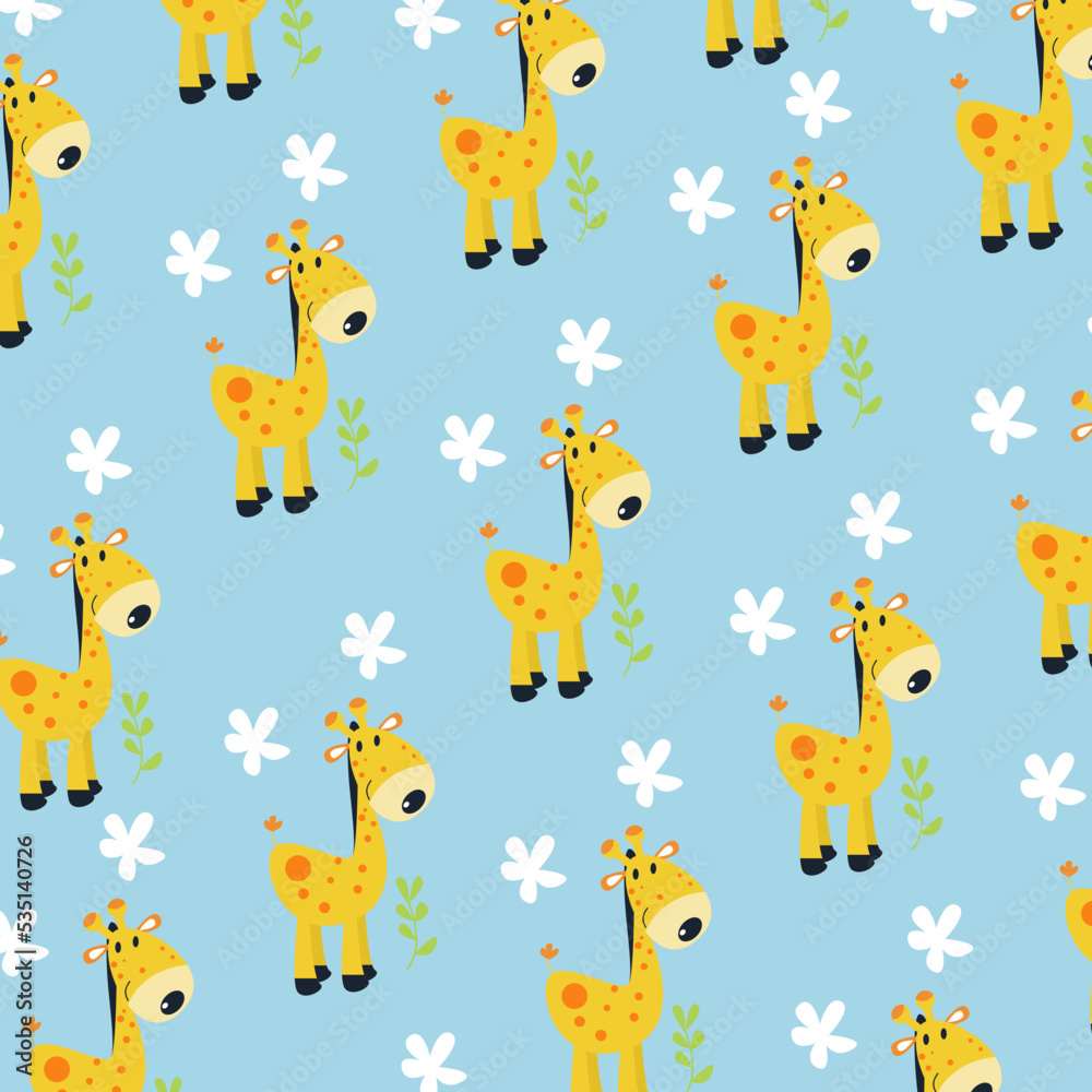 Obraz premium Seamless pattern with cute giraffe animals. Perfect for kids clothes design