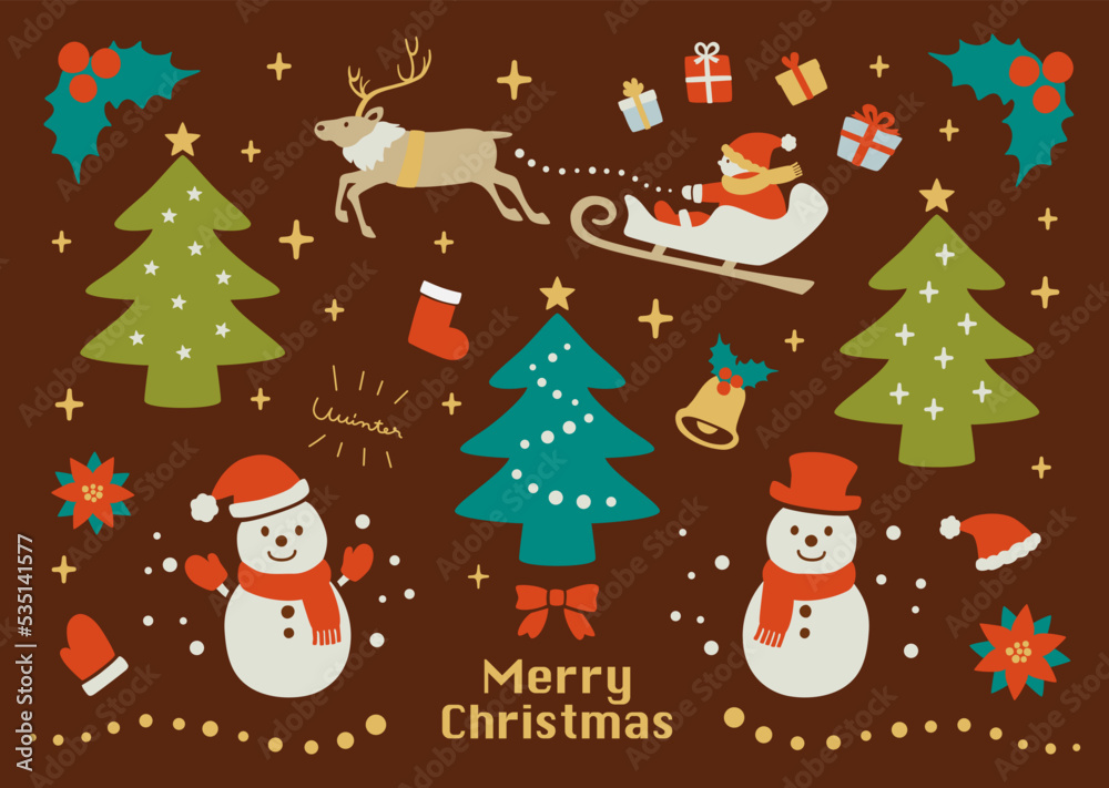 クリスマスのイラストセット クリスマスのイラストセット