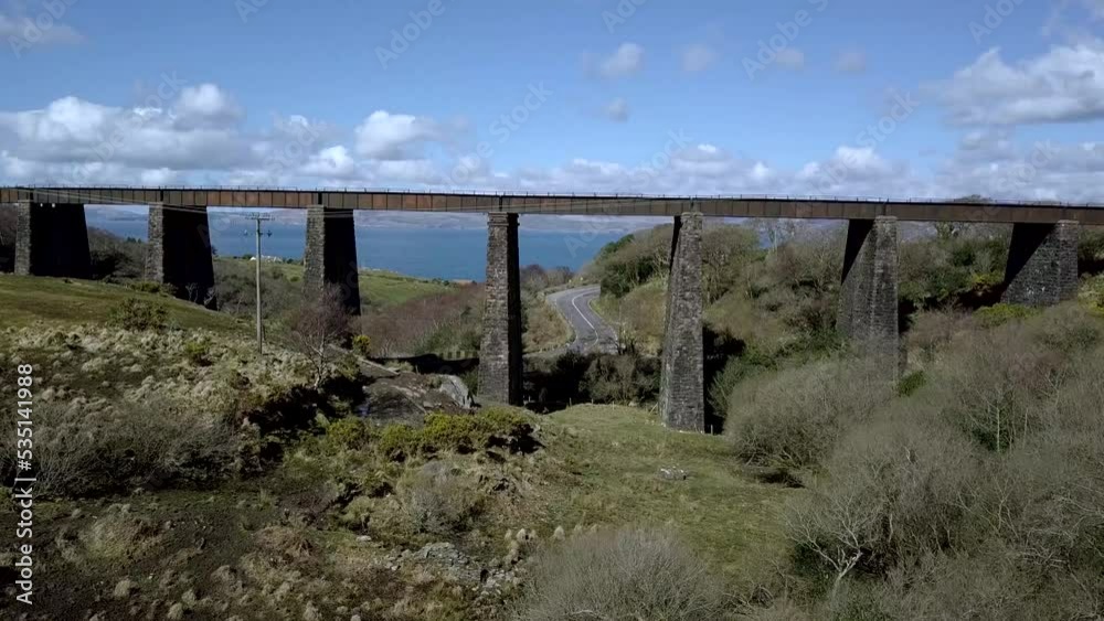 Ring of Kerry, Eastern coast of Ireland, drone shot on a sunny afternoon, Road trip Ring of Kerry, Eastern coast of Ireland, drone shot on a sunny afternoon, Road trip