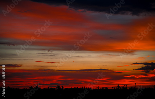 sky sunset clouds, Colorful Fiery orange and red sunset sky