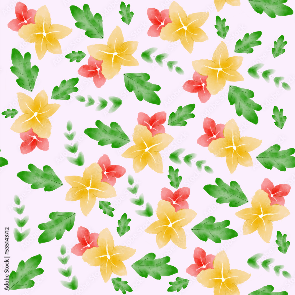 Watercolor abstract floral seamless pattern. 