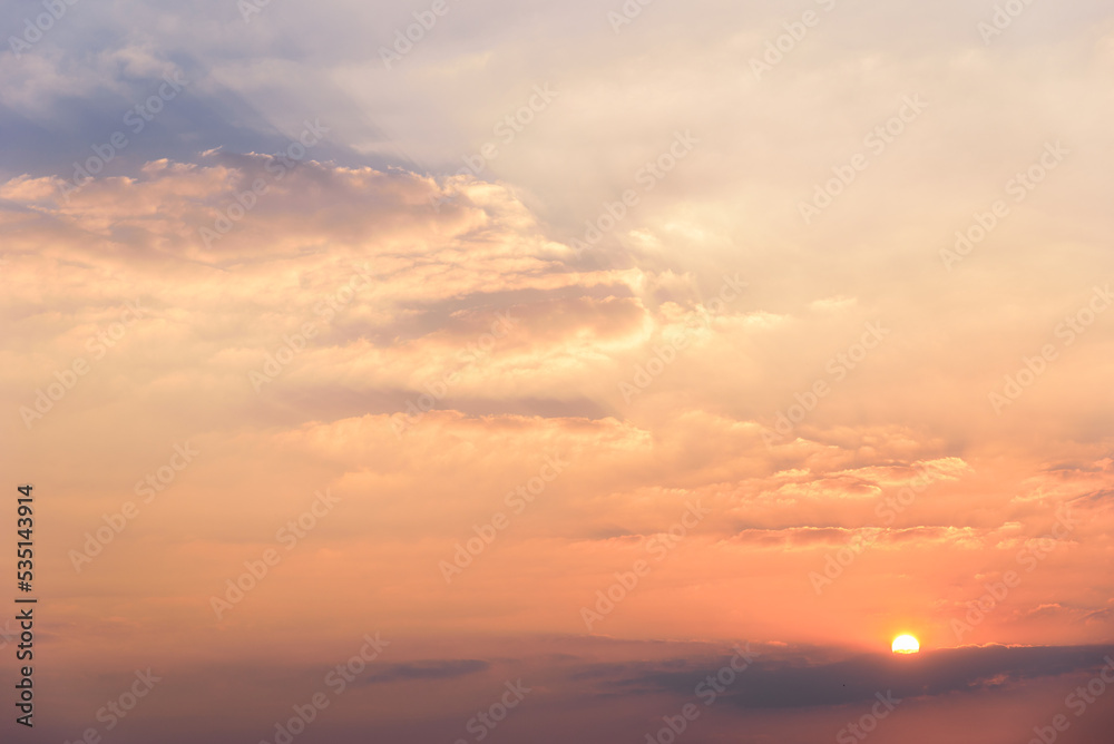 sunset, sunrise, sunset sky with gentle colorful clouds sunset, sunrise, sunset sky with gentle colorful clouds