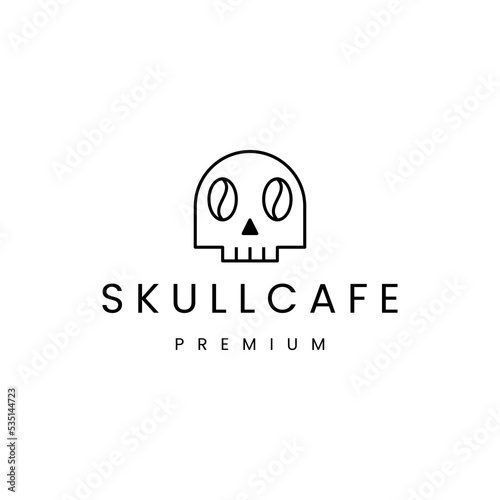 cute skull and coffee bean logo design. death cafe logo design