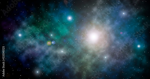 Science background with colorful galaxy in deep space