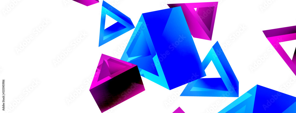 Triangle abstract background. 3d vector basic shape technology or business concept composition. Trendy techno business template for wallpaper, banner, background or landing Triangle abstract background. 3d vector basic shape technology or business concept composition. Trendy techno business template for wallpaper, banner, background or landing