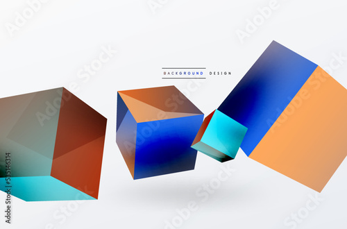 Free Download 3d vector abstract background. Flying cubes composition. Trendy techno business template for wallpaper, banner, background or landing - GFXLoad