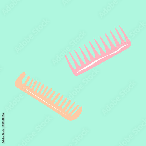 Two colored combs. Doodle style