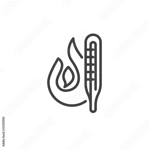 High temperature thermometer line icon