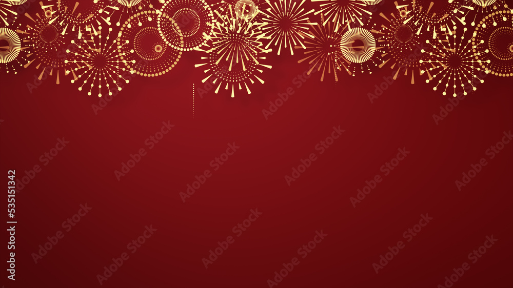 Chinese New Year background with golden fireworks on red background. Flat style design. Concept for holiday banner, Chinese New Year Celebration background decoration. Chinese New Year background with golden fireworks on red background. Flat style design. Concept for holiday banner, Chinese New Year Celebration background decoration.