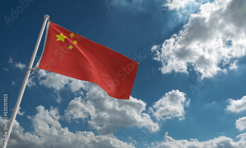 china chinese flag blue sky cloud background wallpaper copy space symbol business conflict government economy financial marketing import export usa america united stte taiwan hongkong war military  photo