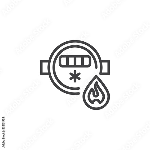 Hot water meter line icon