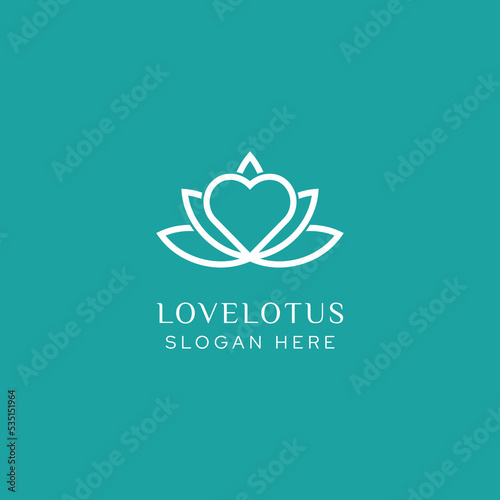 Leaf Lotus Flower Love Heart Sign Logo Design Vector Template