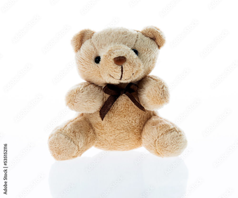 Obraz premium Single toy teddy bear isolated on white background