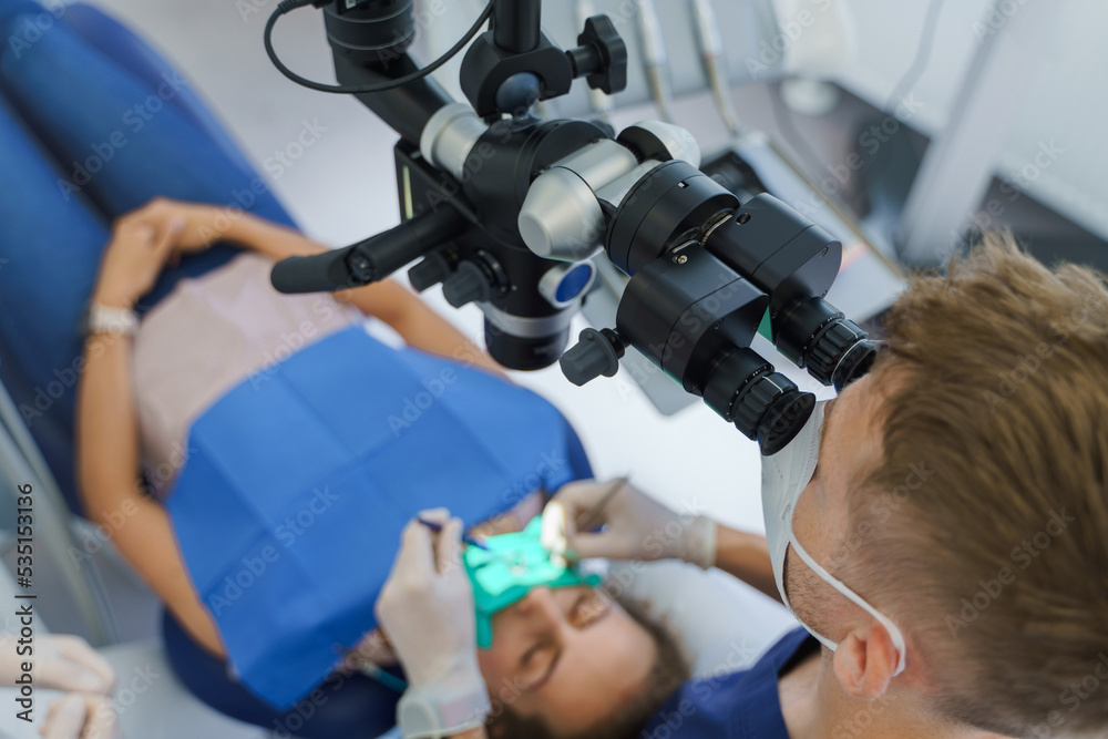 Top view of dental examination in ambulance. Top view of dental examination in ambulance.