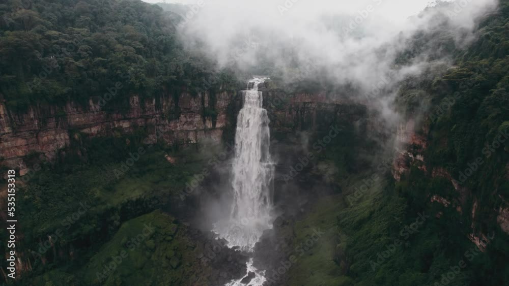 Spectacular View Of Salto Del Tequendama Near Bogota, Colombia. Aerial Drone Shot Spectacular View Of Salto Del Tequendama Near Bogota, Colombia. Aerial Drone Shot