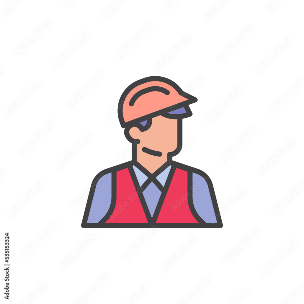 Engineer avatar filled outline icon