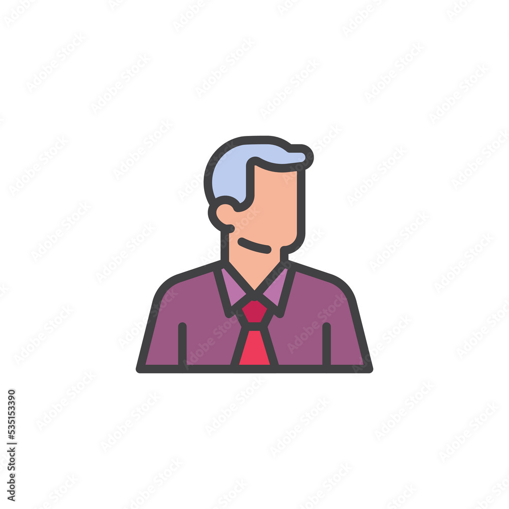 Businessman avatar filled outline icon Businessman avatar filled outline icon