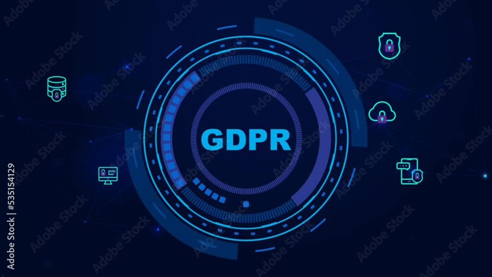 GDPR or General Data Protection Act Regulation Tech Compliance Abstract Art 4k on Blue Neon Background GDPR or General Data Protection Act Regulation Tech Compliance Abstract Art 4k on Blue Neon Background