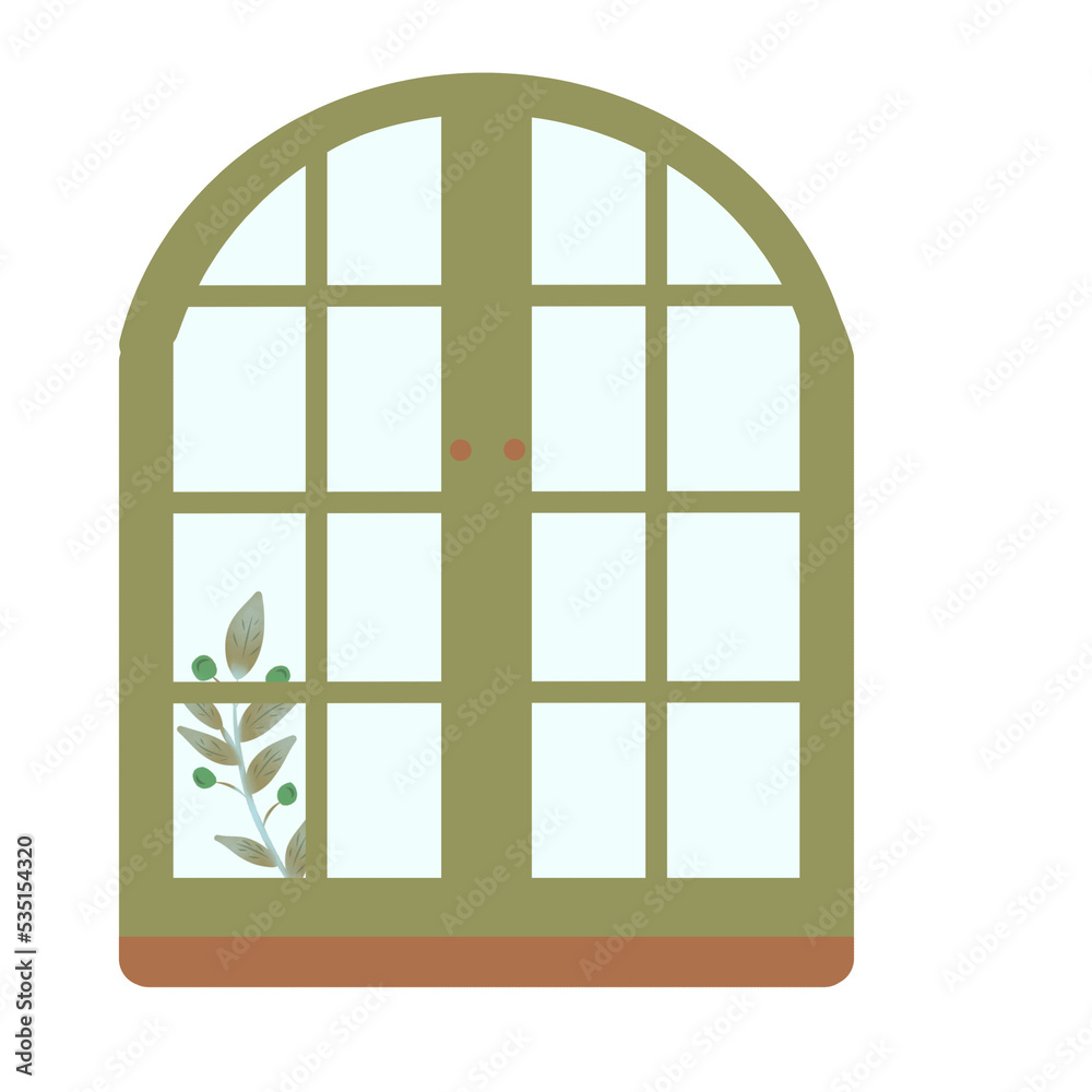 window with green leaves window with green leaves