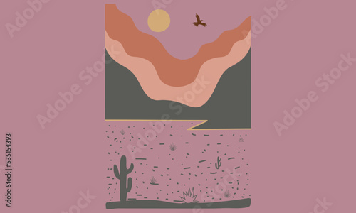 Cactus Arizona Sunset the Desert Vibes in Arizona, Desert vibes vector graphic print design for apparel desert mountain