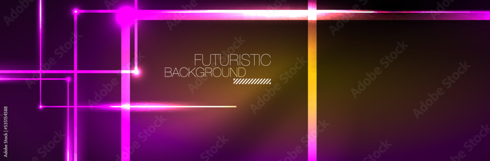Shiny neon lights, dark abstract background with blurred magic neon light curved lines Shiny neon lights, dark abstract background with blurred magic neon light curved lines