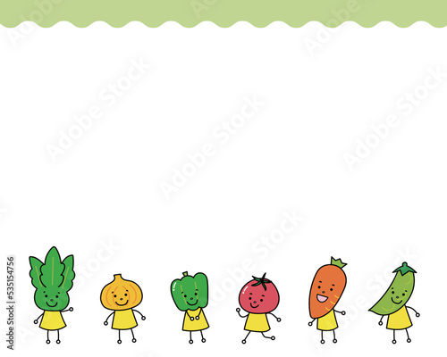 野菜達のフレームイラスト（食育）
