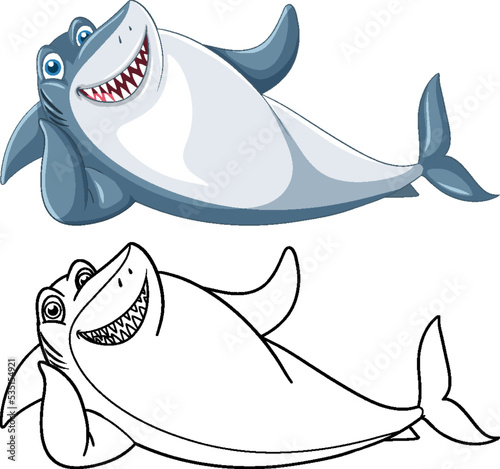 Doodle animal character for shark