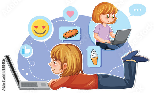 A girl using laptop for online learning