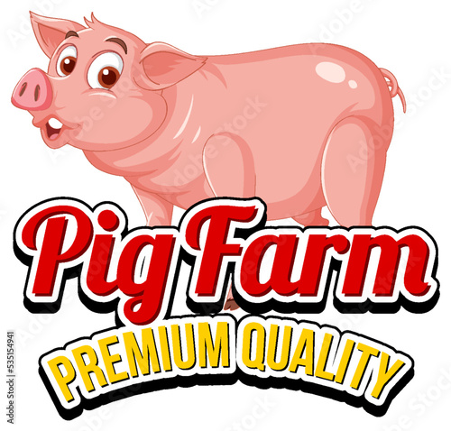 Pig cartoon character logo for pork products