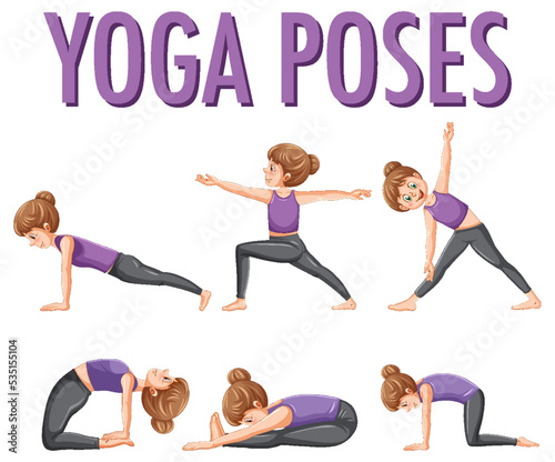 Set of yoga postures