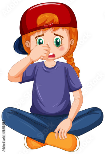 Sad girl crying with face expression