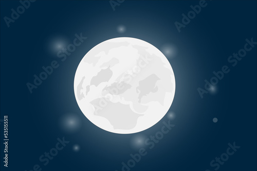 Vector illustration of a beautiful full moon near and around the stars.