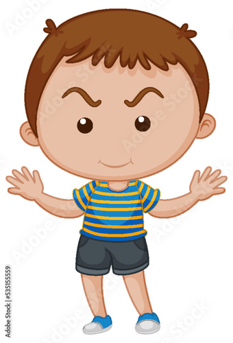 Cute boy cartoon character on white background