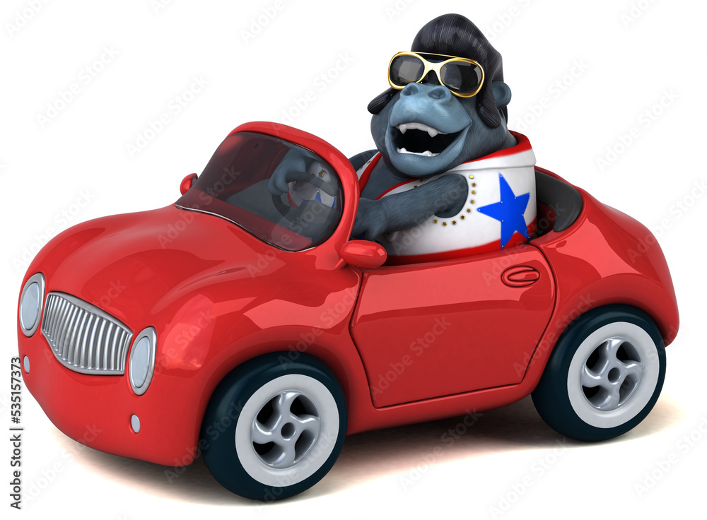 Fun 3D cartoon illustration of a rocker gorilla Fun 3D cartoon illustration of a rocker gorilla