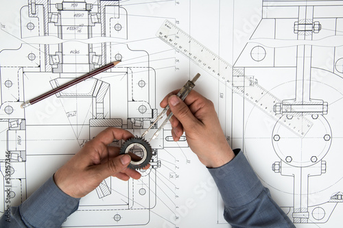 Technical drawing in machines production