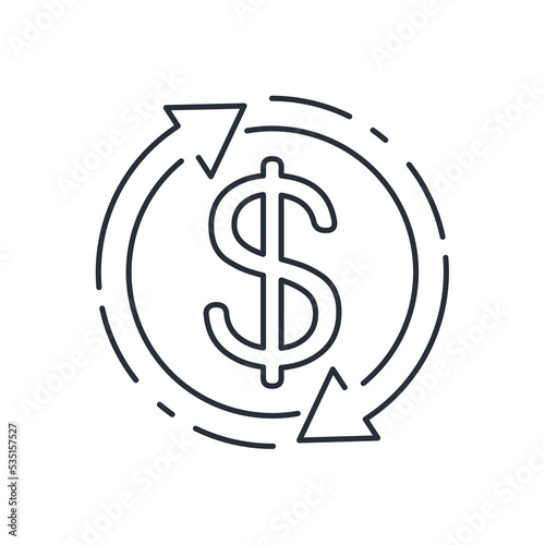 Financial remake. Vector linear icon isolated on white background.