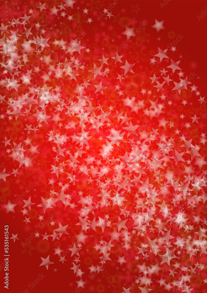 Vector Magical Glowing Background with Silver White and Purple Falling Stars on Red. Sparkle Star Night Cover and Card Design. Christmas and New Year Poster. Glittery Confetti Frame.