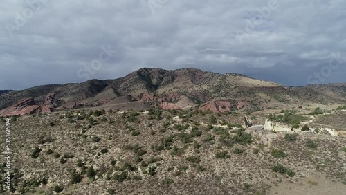 A casual drone flight over dinosaur ridge, Morrison Colorado, Red Rocks in the distance, photo