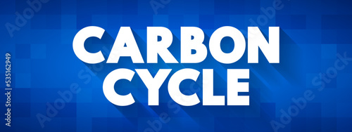 Carbon Cycle - process in which carbon atoms continually travel from the atmosphere to the Earth and then back into the atmosphere, text concept background