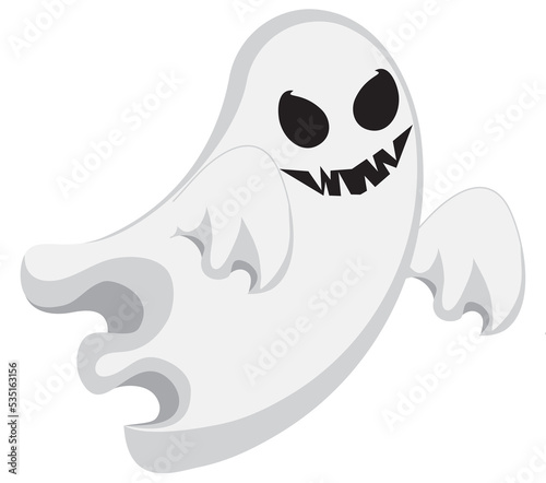 graphic design of floating white cloth ghost. can be used for products or content on halloween