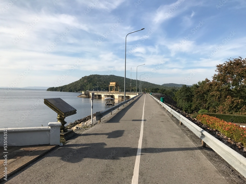 View of the road around the dam