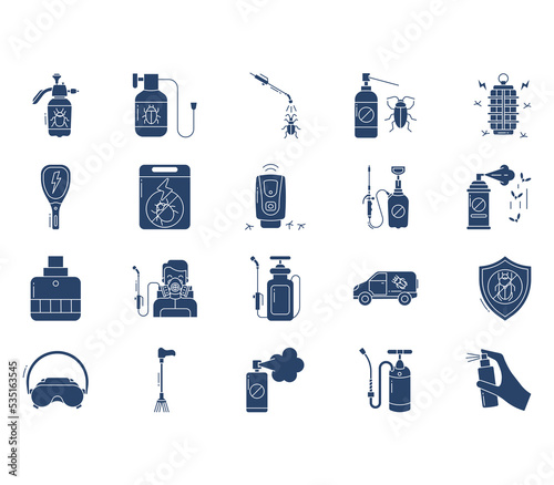 Pest control and cleaning services icon set