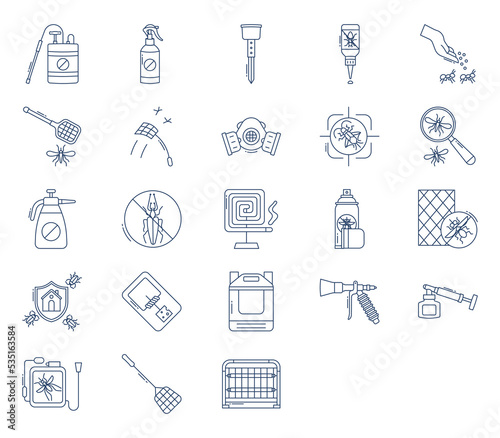 Pest control and cleaning, Bug services icon set