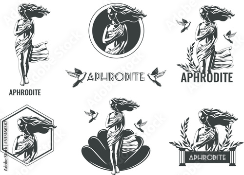 Aphrodite Greek Goddess Emblems Set photo