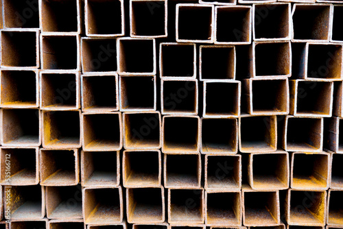Stack of rectangle metal tubes