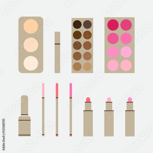 Makeup Kit Brand Cosmetic Elements Accessories Background, vector makeup kit illustration